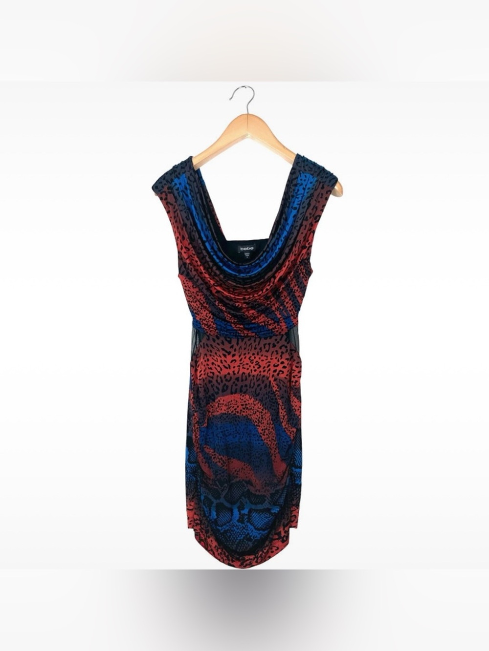 Vintage Y2K Bebe Women’s Medium Snake Animal Print Cut Out Mesh Club Party Dress